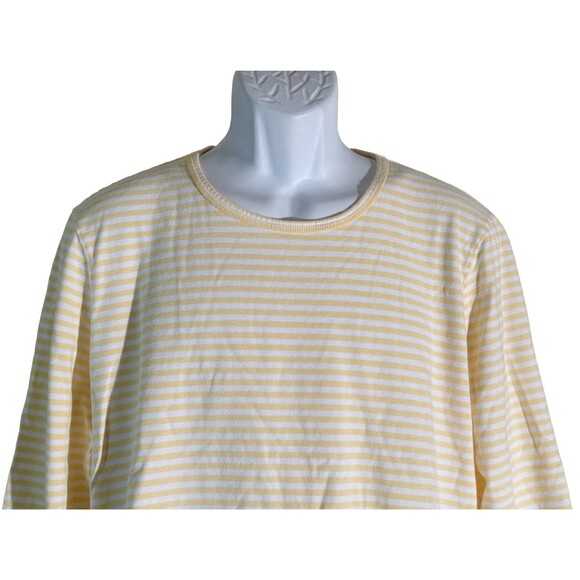 ORVIS Women's Long Sleeve Pull-Over Striped Cotton Shirt Yellow White XL - Picture 2 of 4